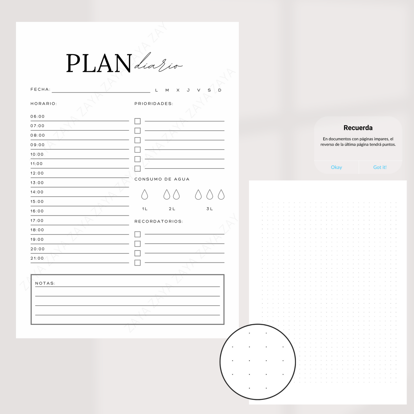 Recambio de Planificador Diario