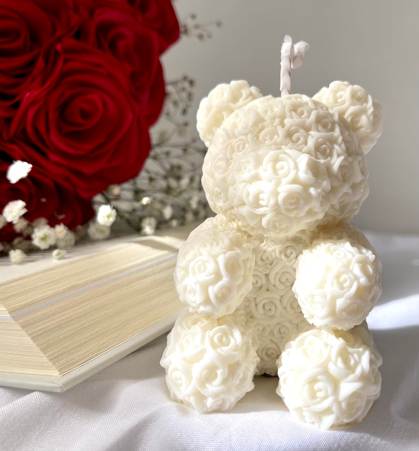 PACK Amor eterno. Ramo de 1 Rosa y Vela Bear Blossom