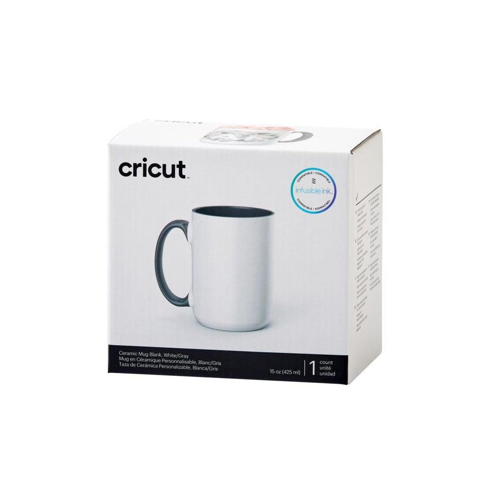 Taza cerámica Cricut color blanco y gris (1 ud) 425 ml