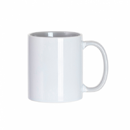 Taza para sublimación cerámica interior y asa gris claro