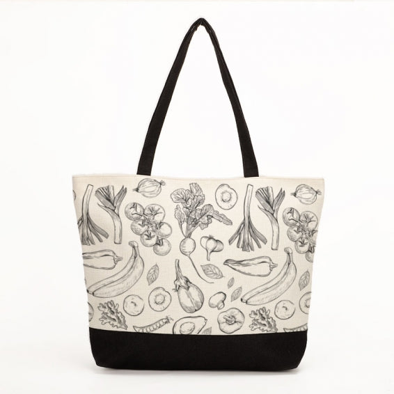 Bolso lino con asas y base negra 45,5 x 36 cm