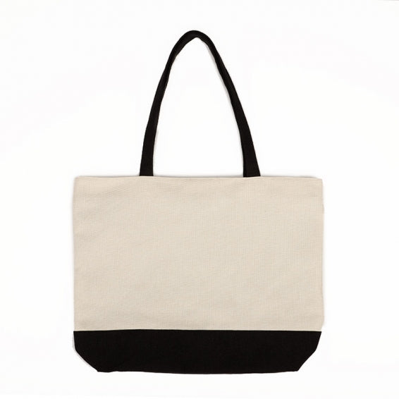 Bolso lino con asas y base negra 45,5 x 36 cm