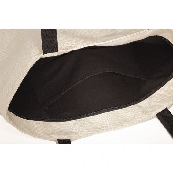 Bolso lino con asas y base negra 45,5 x 36 cm