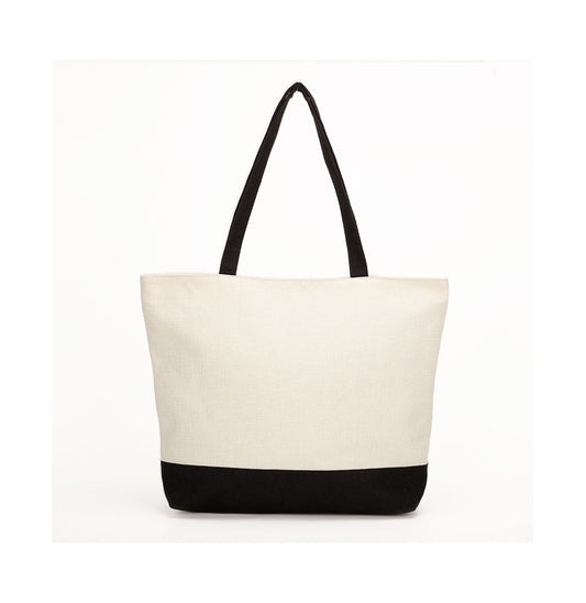 Bolso lino con asas y base negra 45,5 x 36 cm